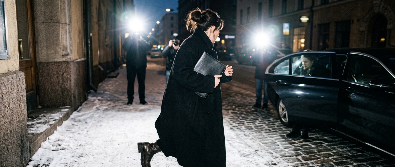 A film director clutches a script outside a Helsinki cinema venue during the Finnish Film Affair Nordic horror event — Hel…