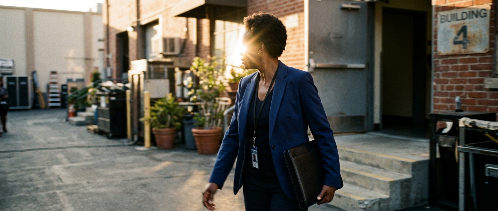 Channing Dungey walks through a studio lot after confirming her major new Skydance leadership role — Channing Dungey Locks…