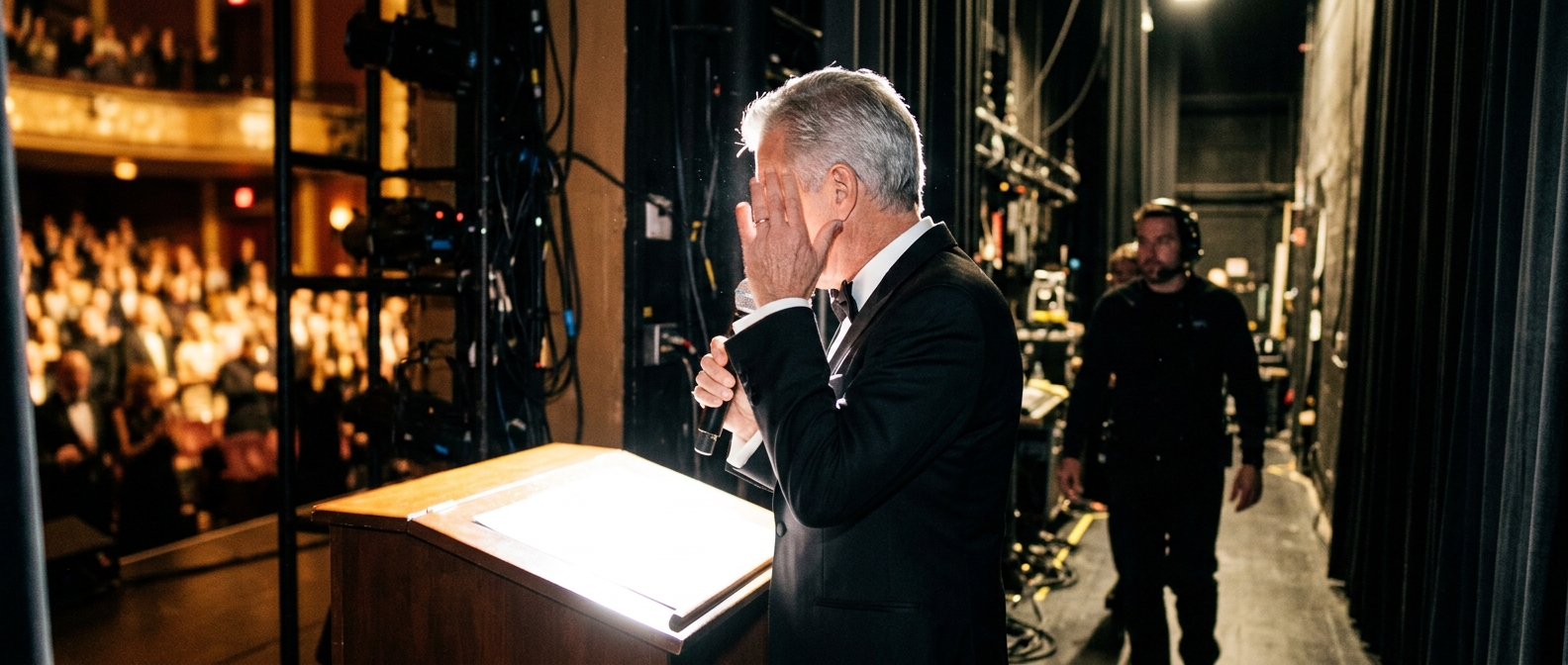 Michael J. Fox receives a standing ovation on stage during the Emmys broadcast tribute — Michael J. Fox and Mariska Hargit…