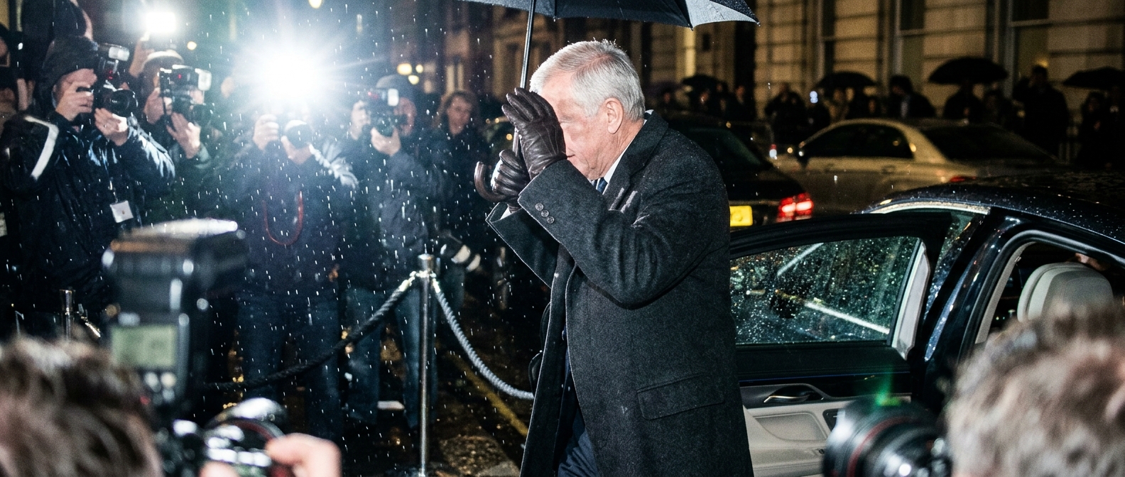 King Charles shields his face from cameras amid new drama surrounding Earl Spencer and Princess Diana.