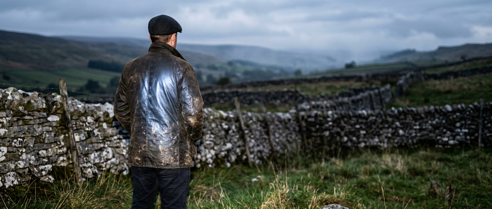 A farmer standing by stone walls in the North Yorkshire hills where BBC Countryfile star Frank Carr worked.