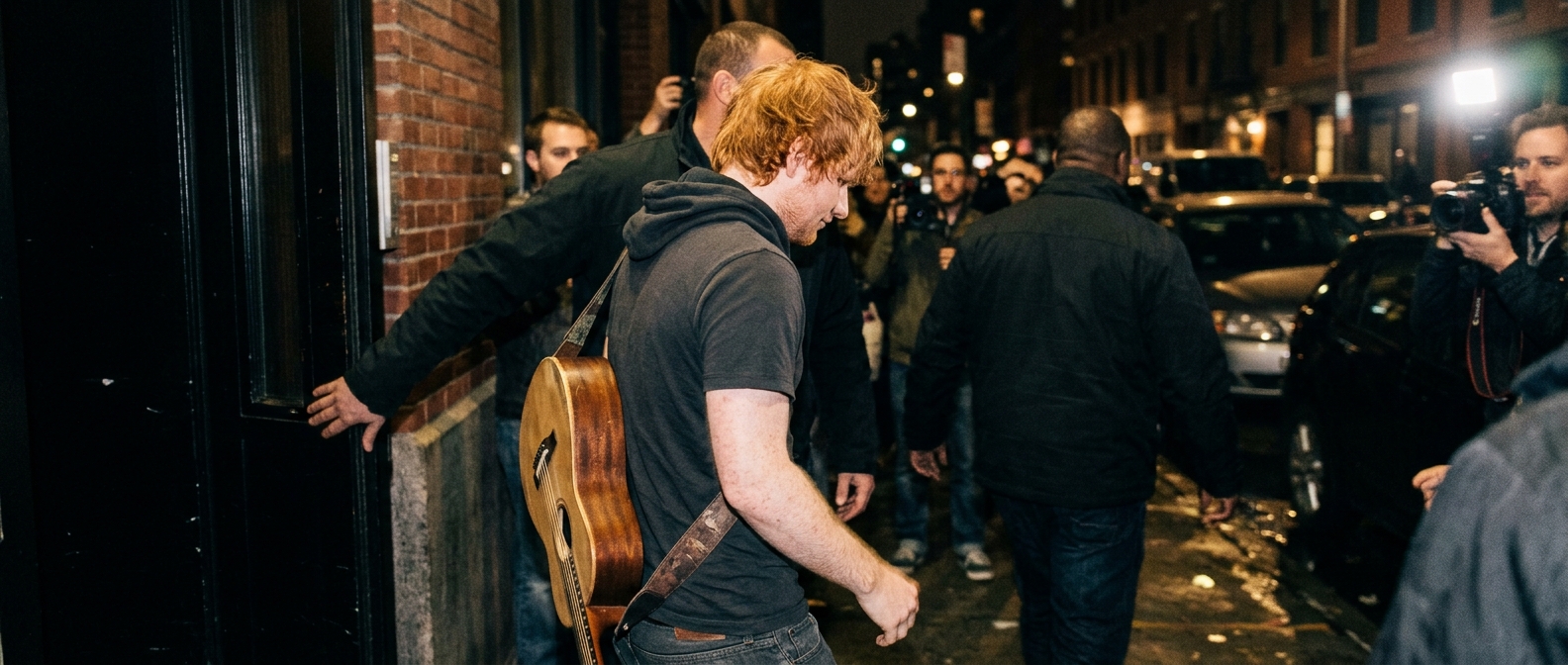 Ed Sheeran performs solo with an acoustic guitar in front of a massive cheering stadium crowd in Philadelphia — Ed Sheeran…