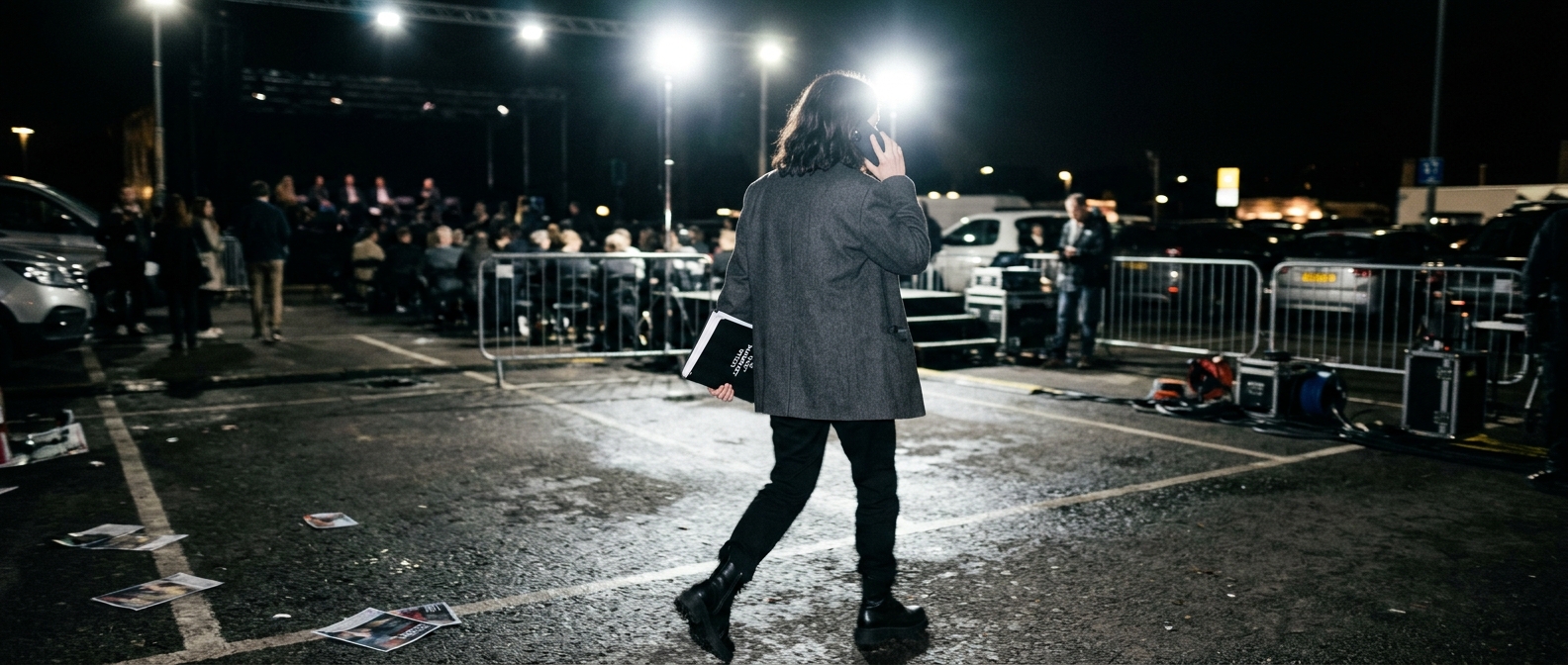 A filmmaker walks onto the pitch stage at the Busan International Film Festival for the Japan Pitch event — Busan Film Fes…