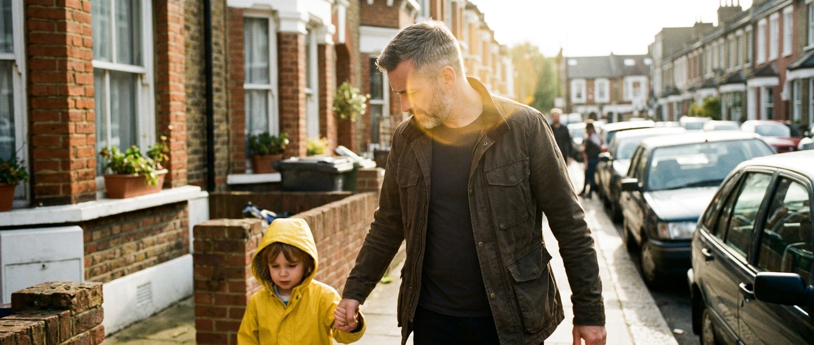 Former 2point4 Children star John Pickard seen walking outside hand-in-hand with his young daughter.